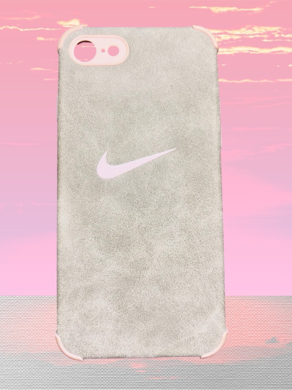 Grey Pink Suede-Style Phone Case for Se/7/8